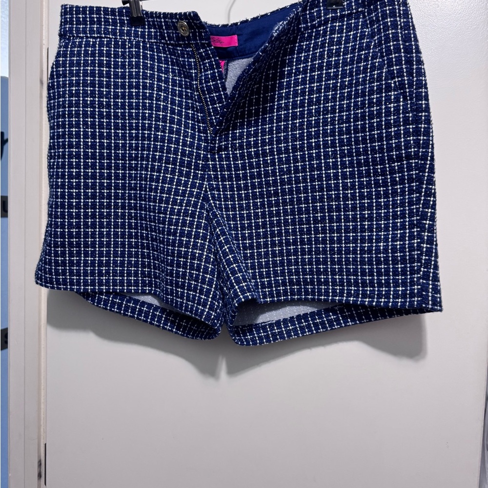 NWT Lilly Pulitzer Navy and White Plaid Shorts